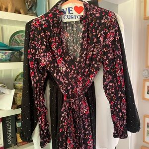 GAP Black Floral Liberty Inspired Print Shirt Dress